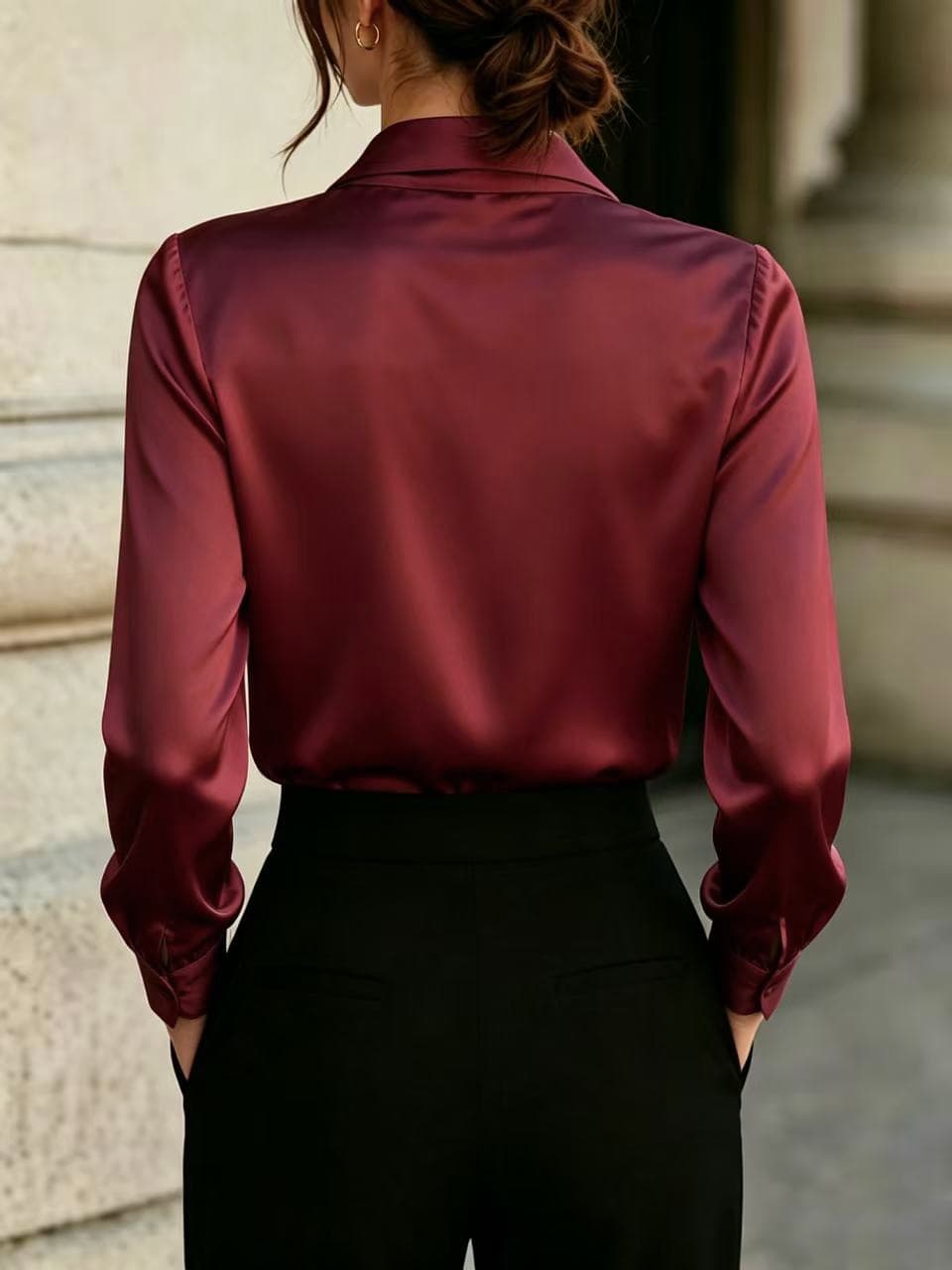 있음 선적 독립적 인 역 wish 아마존 폭발 가을 새로운 새틴 긴팔 셔츠 상세 이미지 8