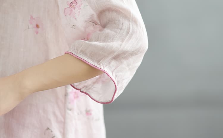 새로운 중식 단추 자카드 자수 라미 여성 셔츠 여름 품격 캐주얼 다용도 비스듬한 襟 작은 셔츠 맨위 상세 이미지 17