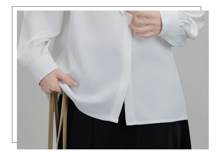 프랑스식 파란색 리본 긴팔 여성 셔츠 가을 작은 키 디자인 비즈니스웨어 출퇴근 교사 교 자본금 면접 로드 중 상세 이미지 10