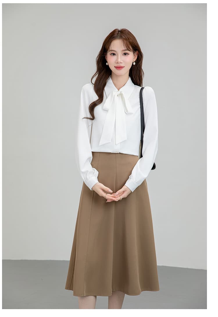 파란색 나비 매듭 리본 반팔 새로운 봄 가을 경력 셔츠 소녀 경력 긍정적 인 로드 중 교 자본금 면접 셔츠 상세 이미지 24