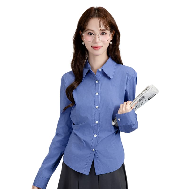 프랑스식 레트로 스타일 화이트 긴팔 여성 셔츠 2025 년 가을 새로운 경력 몸매 가꾸기 디자인 센스 작은 대중 맨위 이미지 6