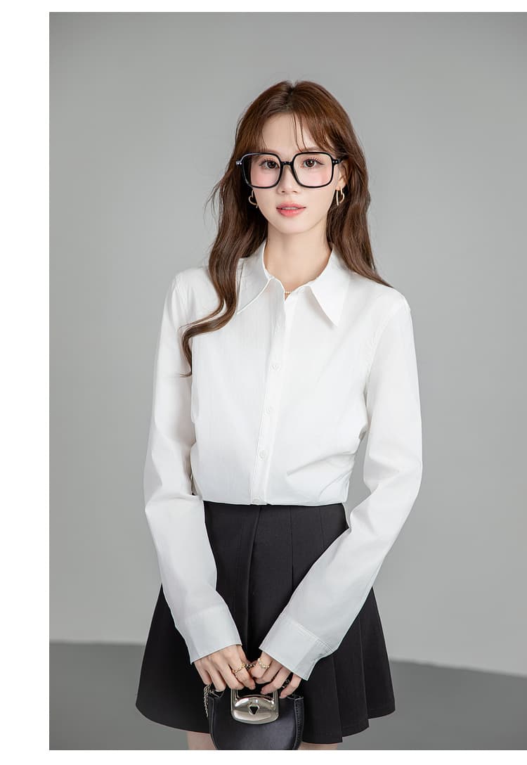 프랑스식 레트로 스타일 화이트 긴팔 여성 셔츠 2025 년 가을 새로운 경력 몸매 가꾸기 디자인 센스 작은 대중 맨위 상세 이미지 32