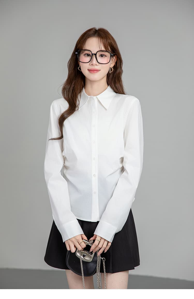 프랑스식 레트로 스타일 화이트 긴팔 여성 셔츠 2025 년 가을 새로운 경력 몸매 가꾸기 디자인 센스 작은 대중 맨위 상세 이미지 34