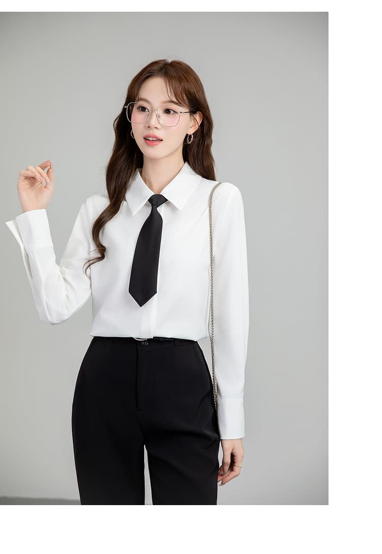 파란색 긴팔 여성 셔츠 2026 년 새로운 봄 가을 다용도 빛 직장 긍정적 인 로드 중 출퇴근 세트 경력 맨위 상세 이미지 25