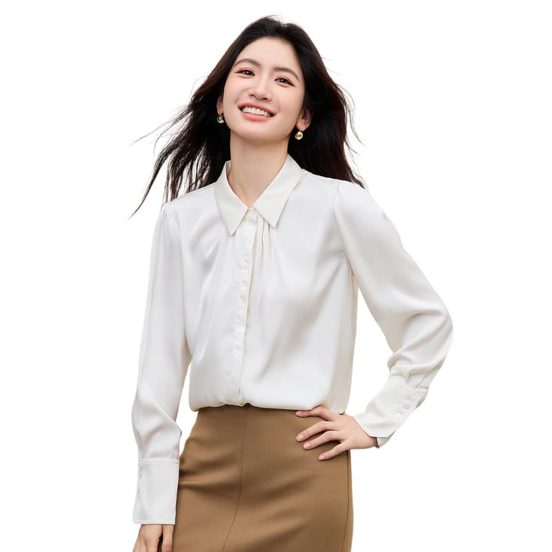 파란색 긴팔 여성 셔츠 봄 프랑스식 고급 센스 품격 맨위 면접 직장 출퇴근 경력 착용 가져 가라. 셔츠 이미지 6