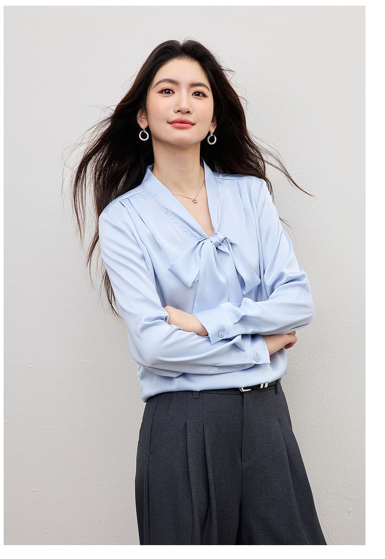 화이트 새틴 셔츠 여성 2026 이른 봄 출퇴근 직장 빛 요리 한 바람 경력 면접 셔츠 프랑스식 맨위 상세 이미지 24