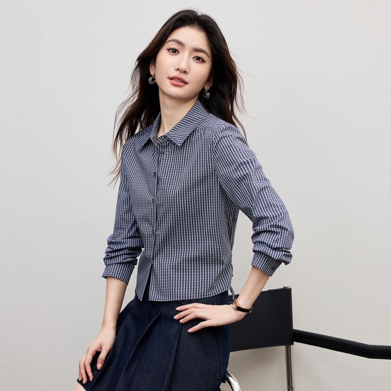 학원 스타일 레트로 외국 가스 긴팔 체크무늬 여성 셔츠 2026 봄 가을 새로운 한 부서 품격 슬림해 보이는 인사이드 가져 가라. 셔츠 이미지 4