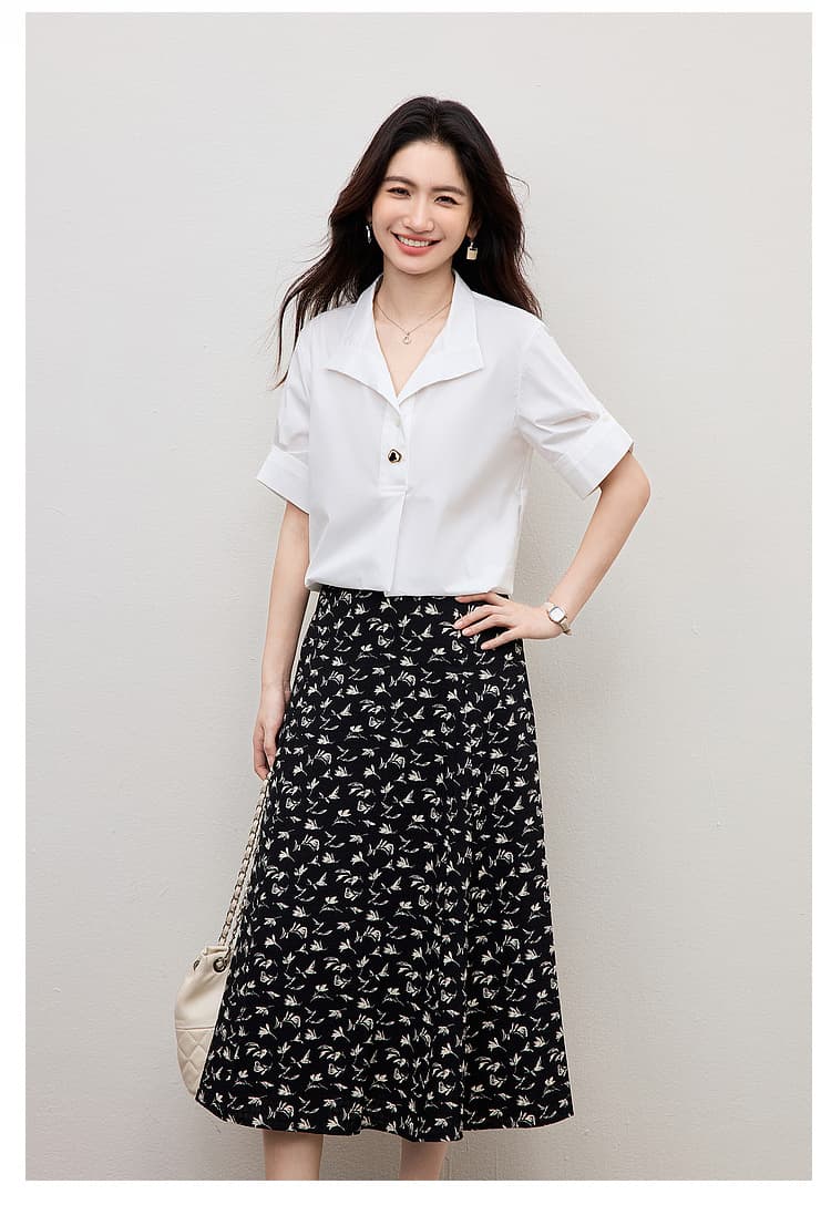 프랑스식 디자인 센스 화이트 여성 셔츠 여름 새로운 루즈핏 캐주얼 출퇴근 경력 면접 다용도 반팔 셔츠 상세 이미지 12