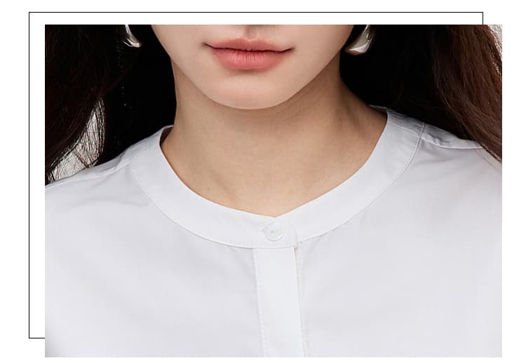 화이트 여성 셔츠 여름 작은 키 다용도 품격 출퇴근 고급 센스 경력 라운드 넥 중간 소매 면접 셔츠 상세 이미지 6