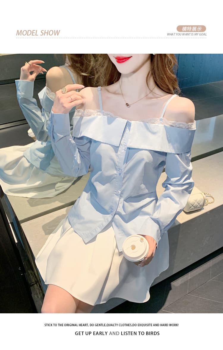 2026 가을 실사 레이스 레이스 보트넥 슬립 여성 셔츠 부드러운 품격 프랑스식 몸매 가꾸기 긴팔 맨위 상세 이미지 11
