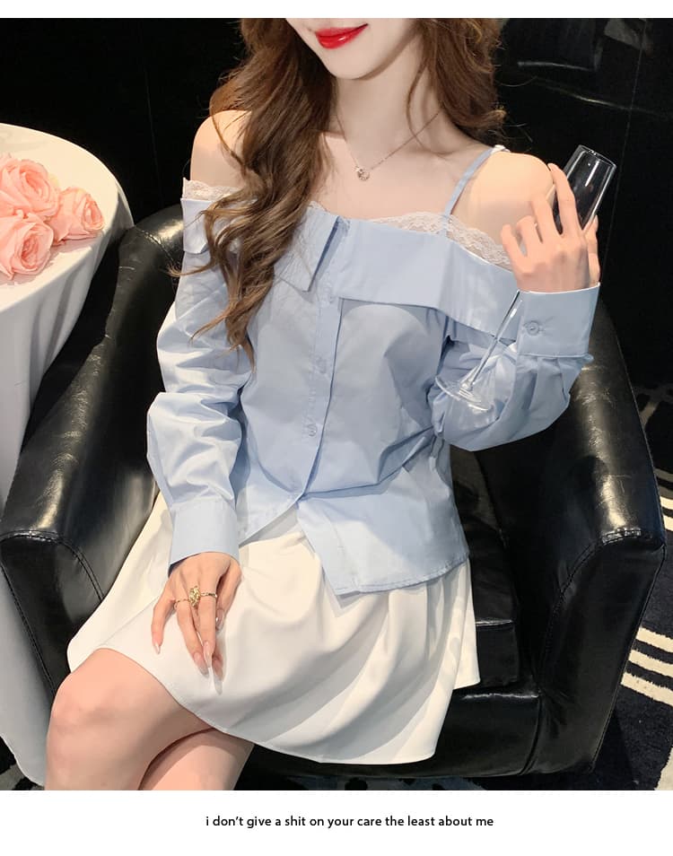 2026 가을 실사 레이스 레이스 보트넥 슬립 여성 셔츠 부드러운 품격 프랑스식 몸매 가꾸기 긴팔 맨위 상세 이미지 13
