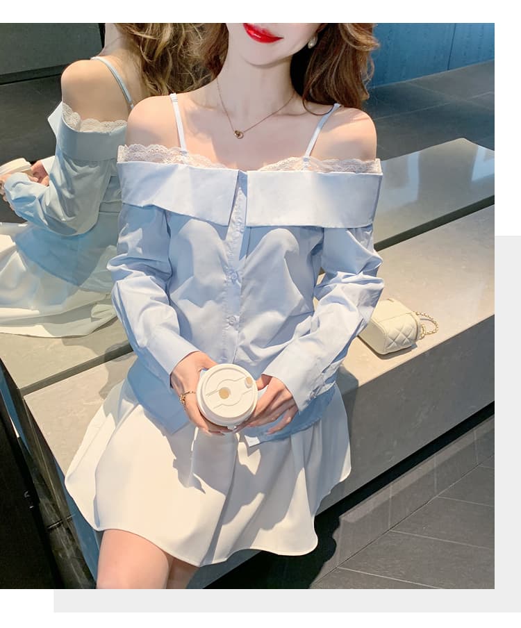2026 가을 실사 레이스 레이스 보트넥 슬립 여성 셔츠 부드러운 품격 프랑스식 몸매 가꾸기 긴팔 맨위 상세 이미지 18