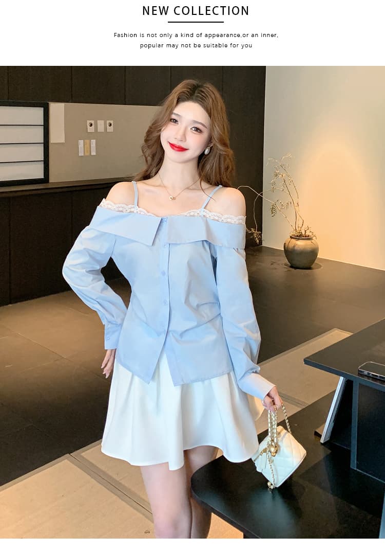2026 가을 실사 레이스 레이스 보트넥 슬립 여성 셔츠 부드러운 품격 프랑스식 몸매 가꾸기 긴팔 맨위 상세 이미지 21