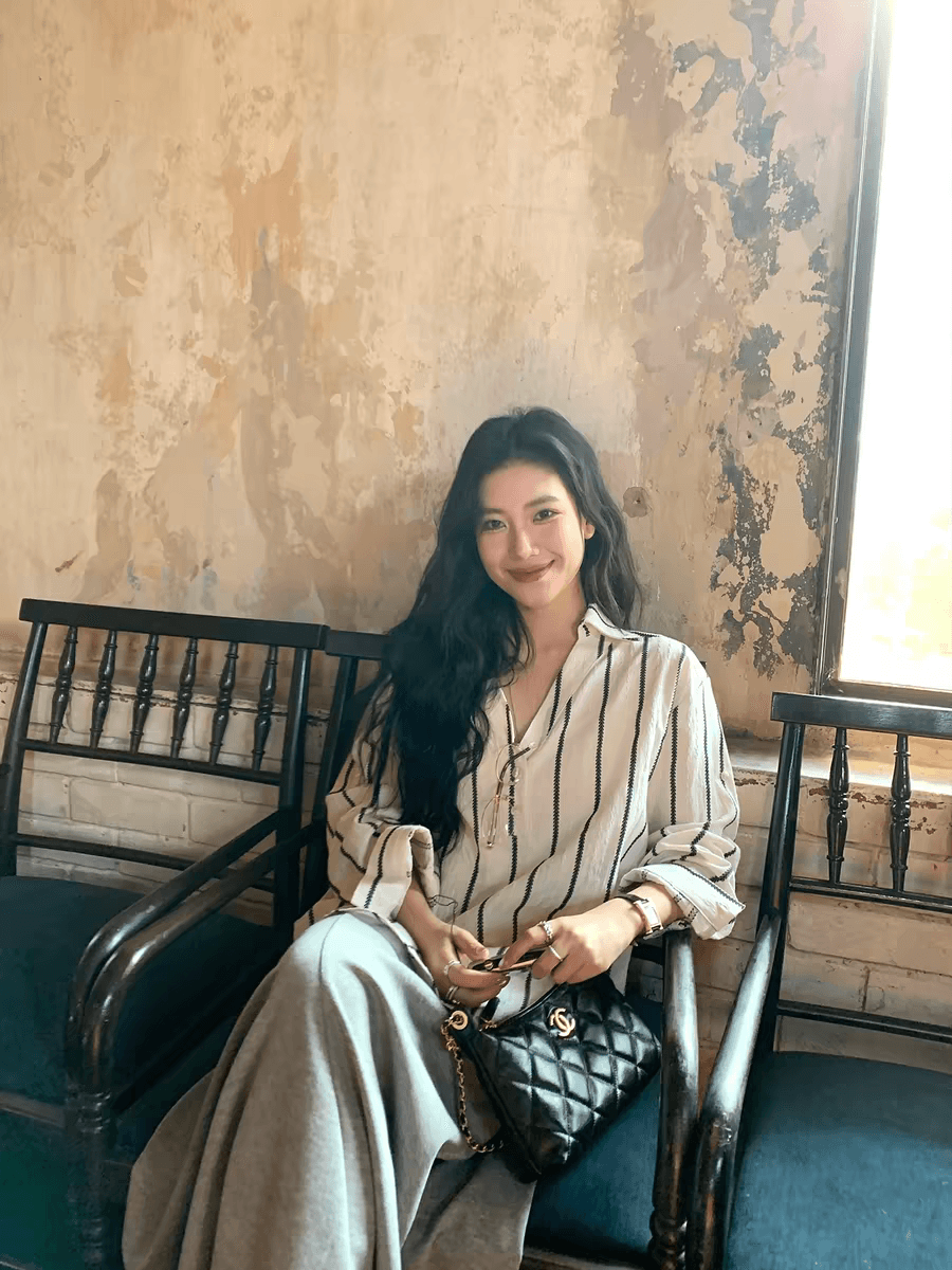 밀 귀 자카드 자수 질감 스트라이프 셔츠 출퇴근 디자인 센스 루즈핏 맨위 이미지 2