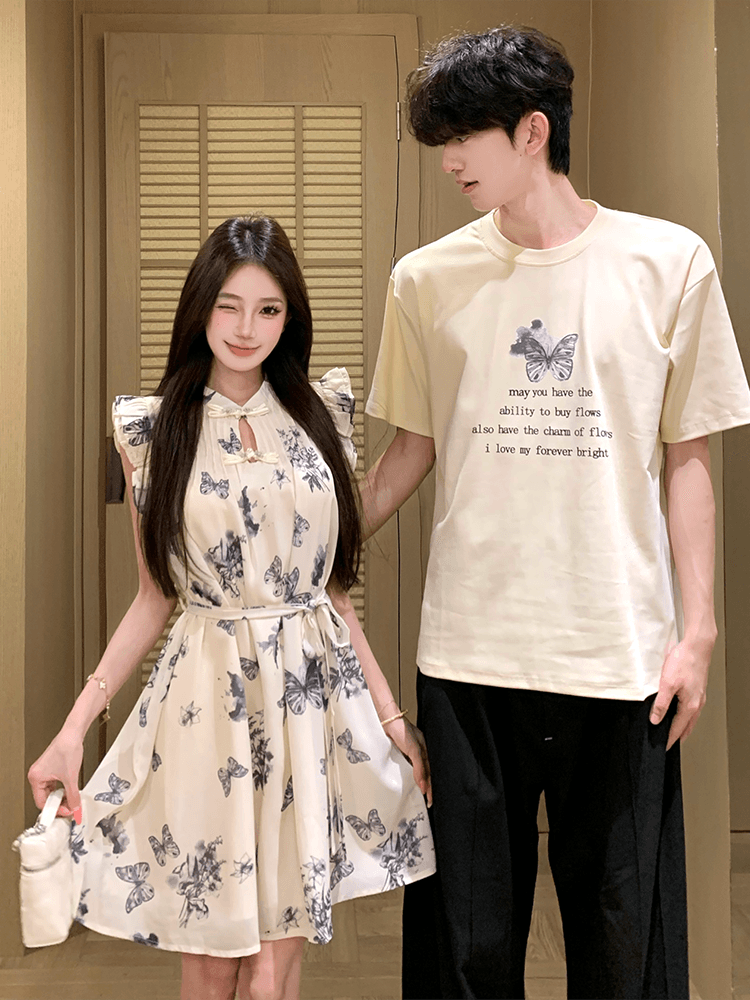 2026 여름 새로운 커플룩 나비 드레스 Feifei 소매 루즈핏 여성 드레스 69 원 남성 의류 42 위안 상세 이미지 2