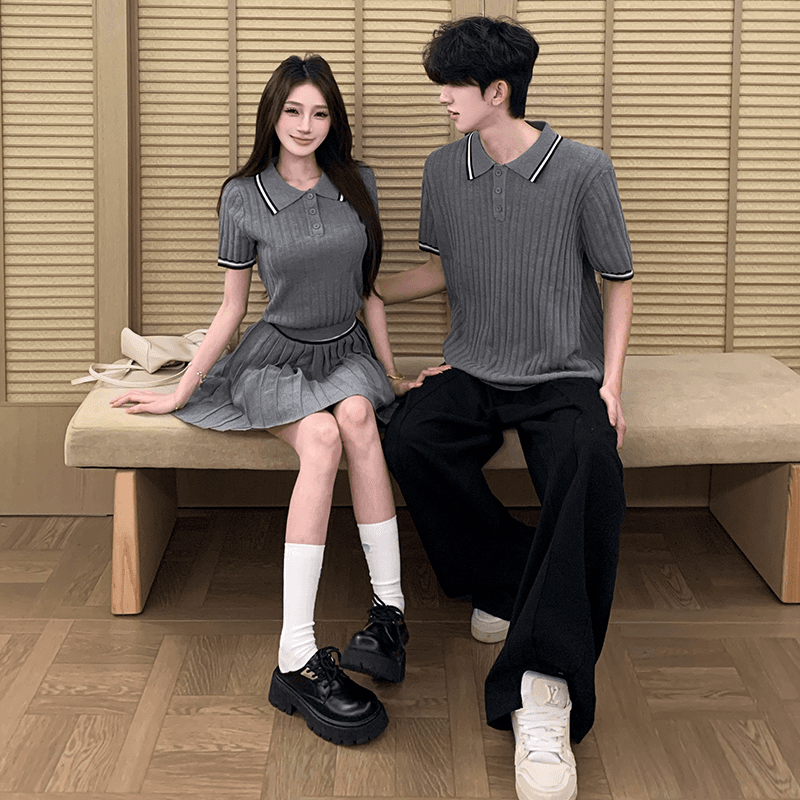 2026 여름 새로운 학원 스타일 니트 세트 여성복 69 원 남자 POLO 셔츠 48 원 이미지 2