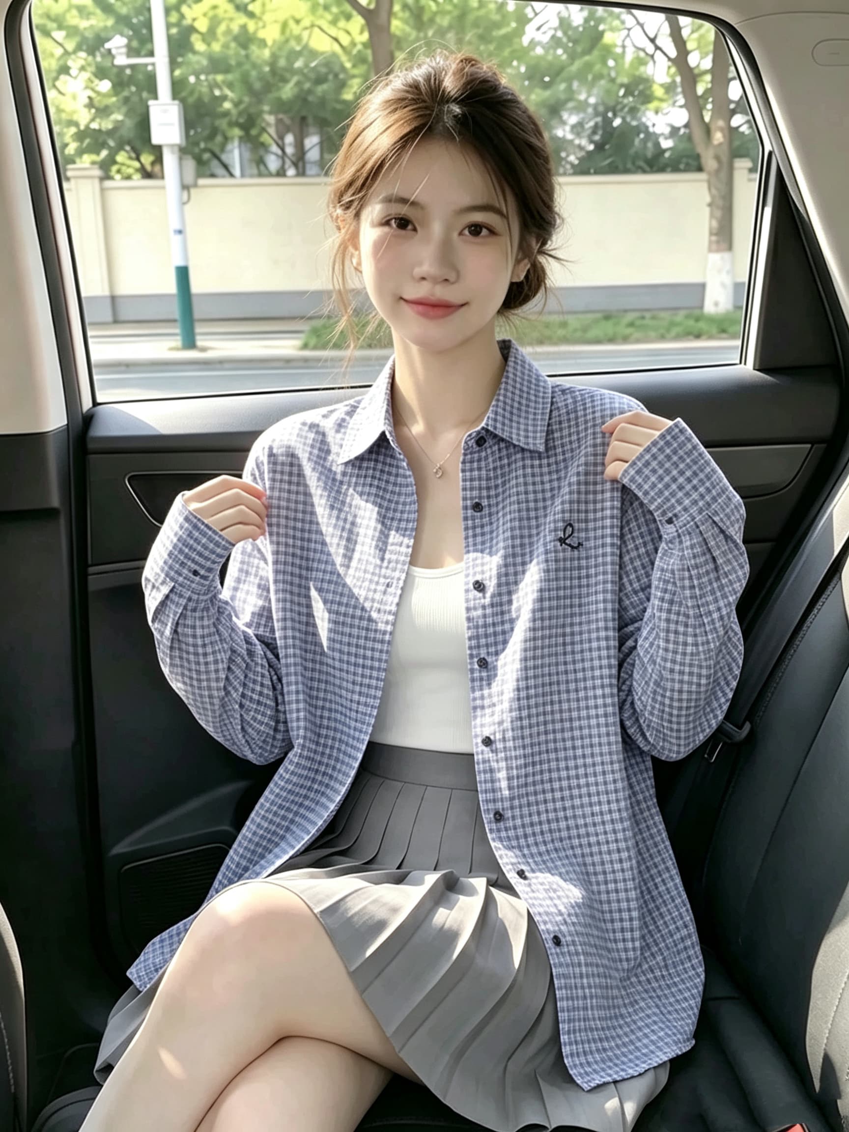 2026 새로운 가을 파란색 격자 무늬 셔츠 자수 긴팔 맨위 상세 이미지 3