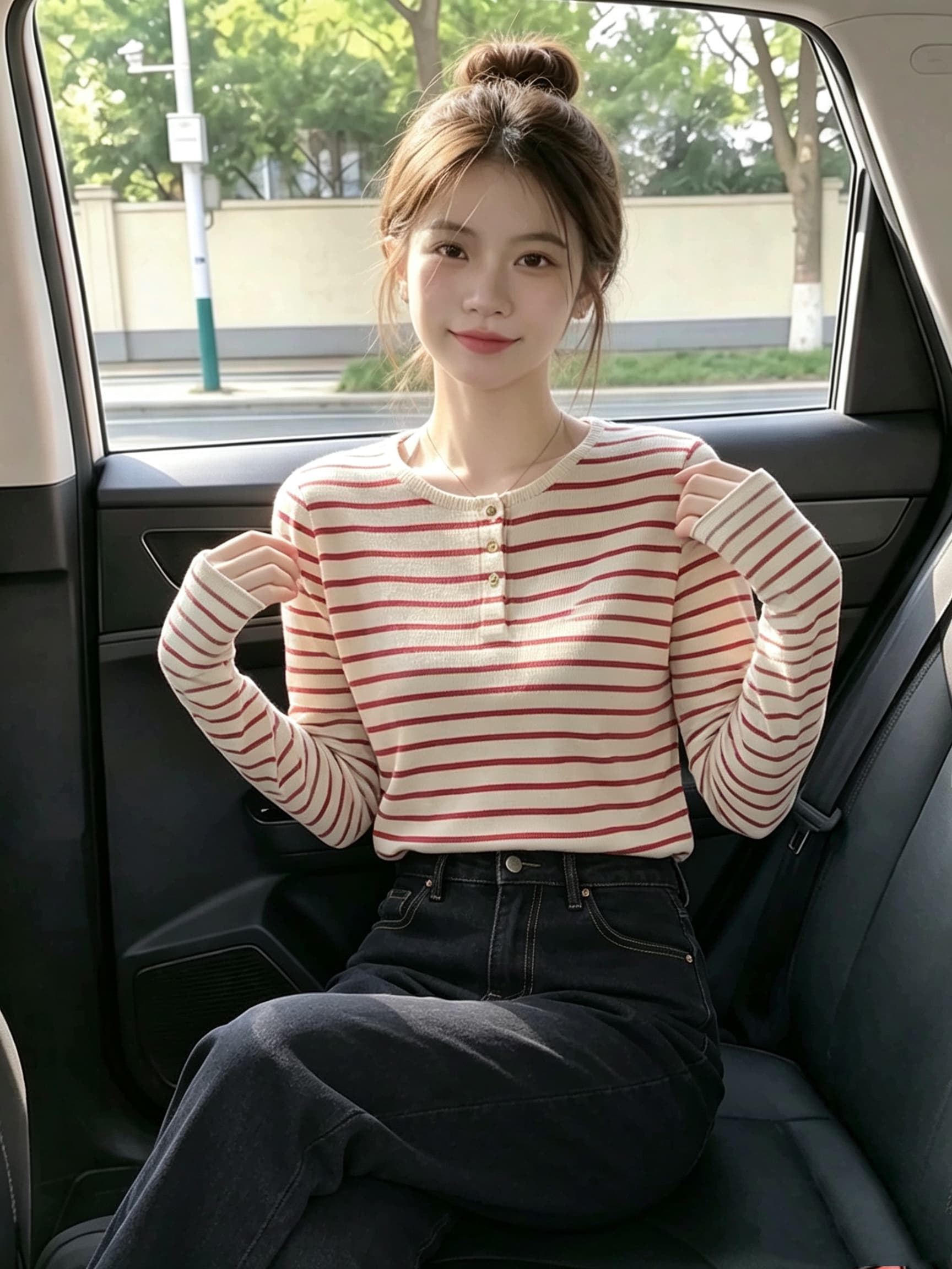 2026 가을 패치워크 색상 스트라이프 긍정적 인 어깨 긴팔 캐주얼 루즈핏 맨위 이미지 3