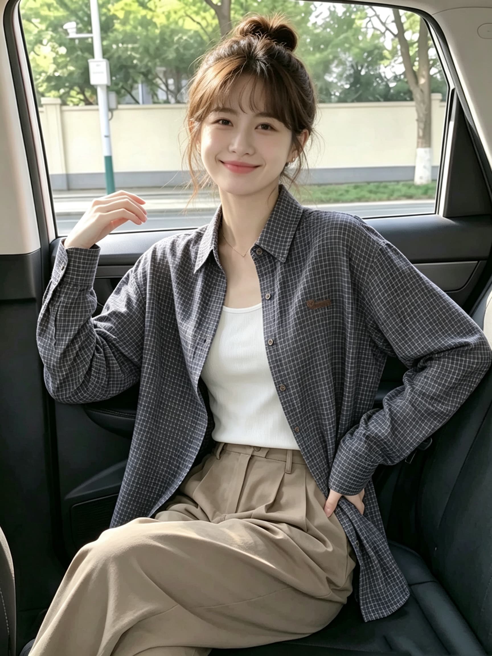 2026 가을 체크무늬 긴팔 여성 셔츠 루즈핏 다용도 맨위 상세 이미지 2