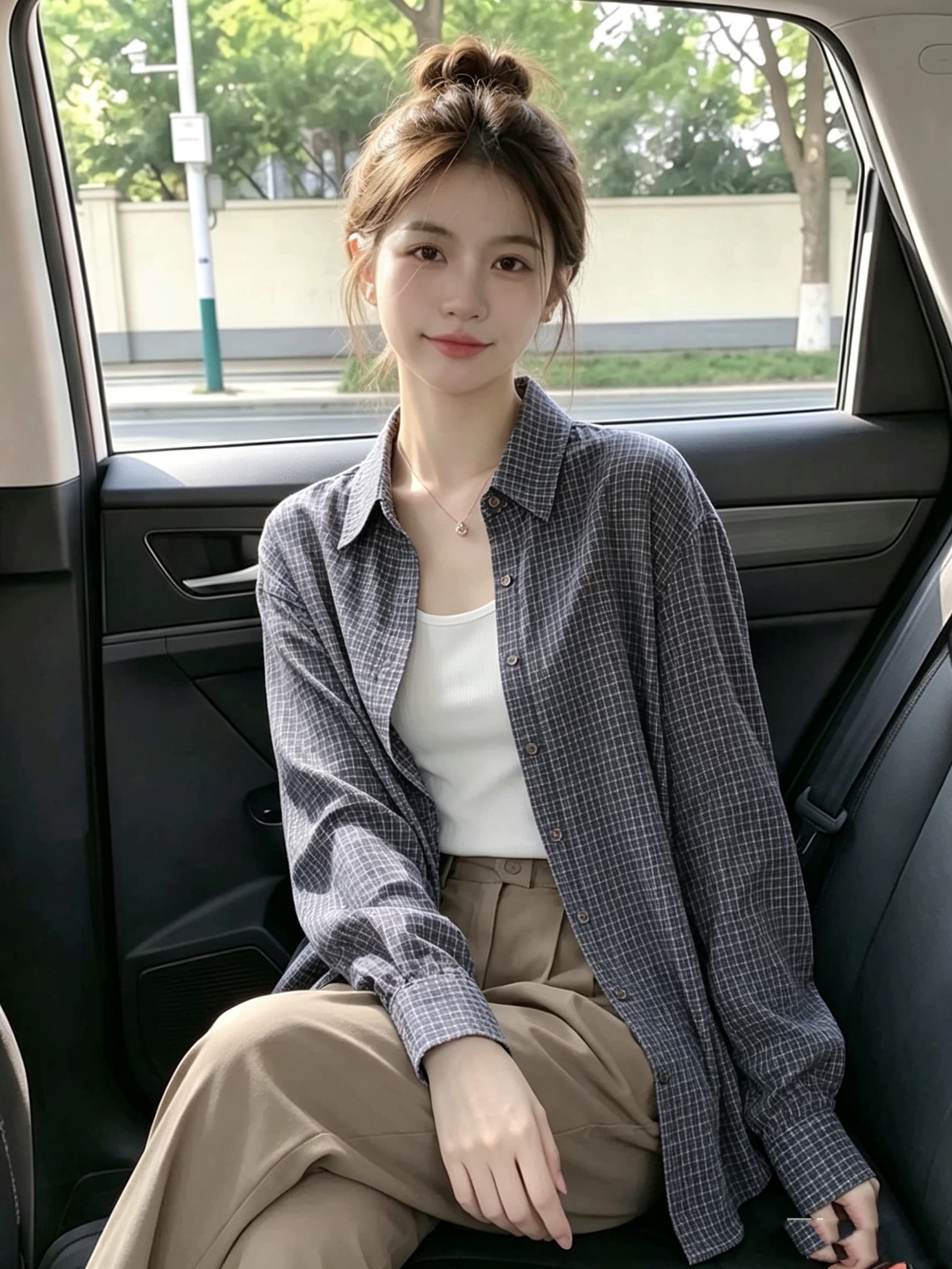 2026 가을 체크무늬 긴팔 여성 셔츠 루즈핏 다용도 맨위 상세 이미지 3