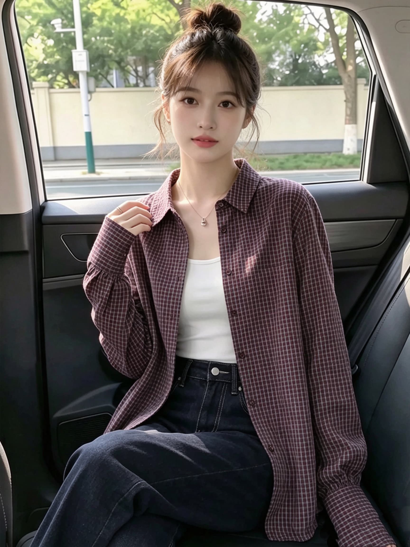 2026 가을 순면 빨간색 격자 무늬 셔츠 맨위 상세 이미지 5