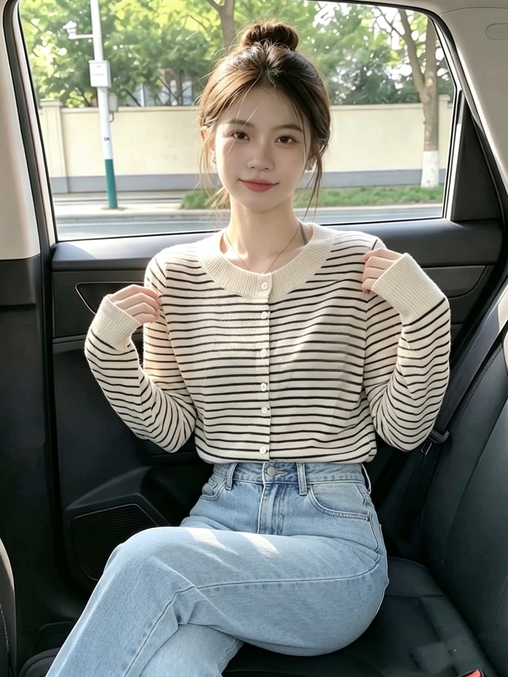 2026 가을 새로운 배색 스트라이프 니트 오픈 가디건 여성 셔츠 이미지 3