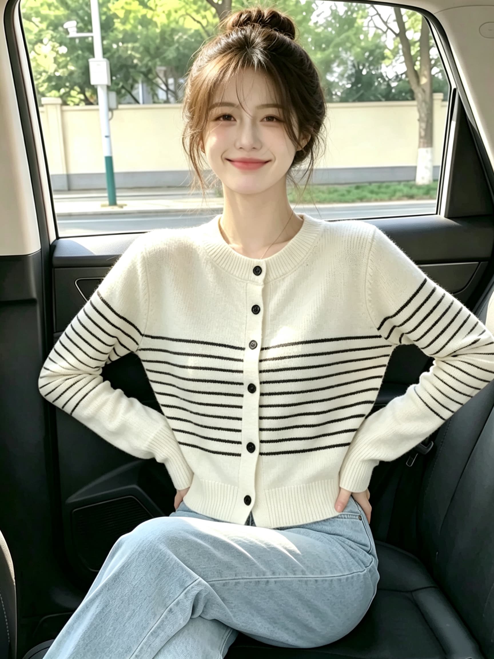 2026 가을 스트라이프 긴팔 니트 스웨터 오픈 가디건 맨위 상세 이미지 2