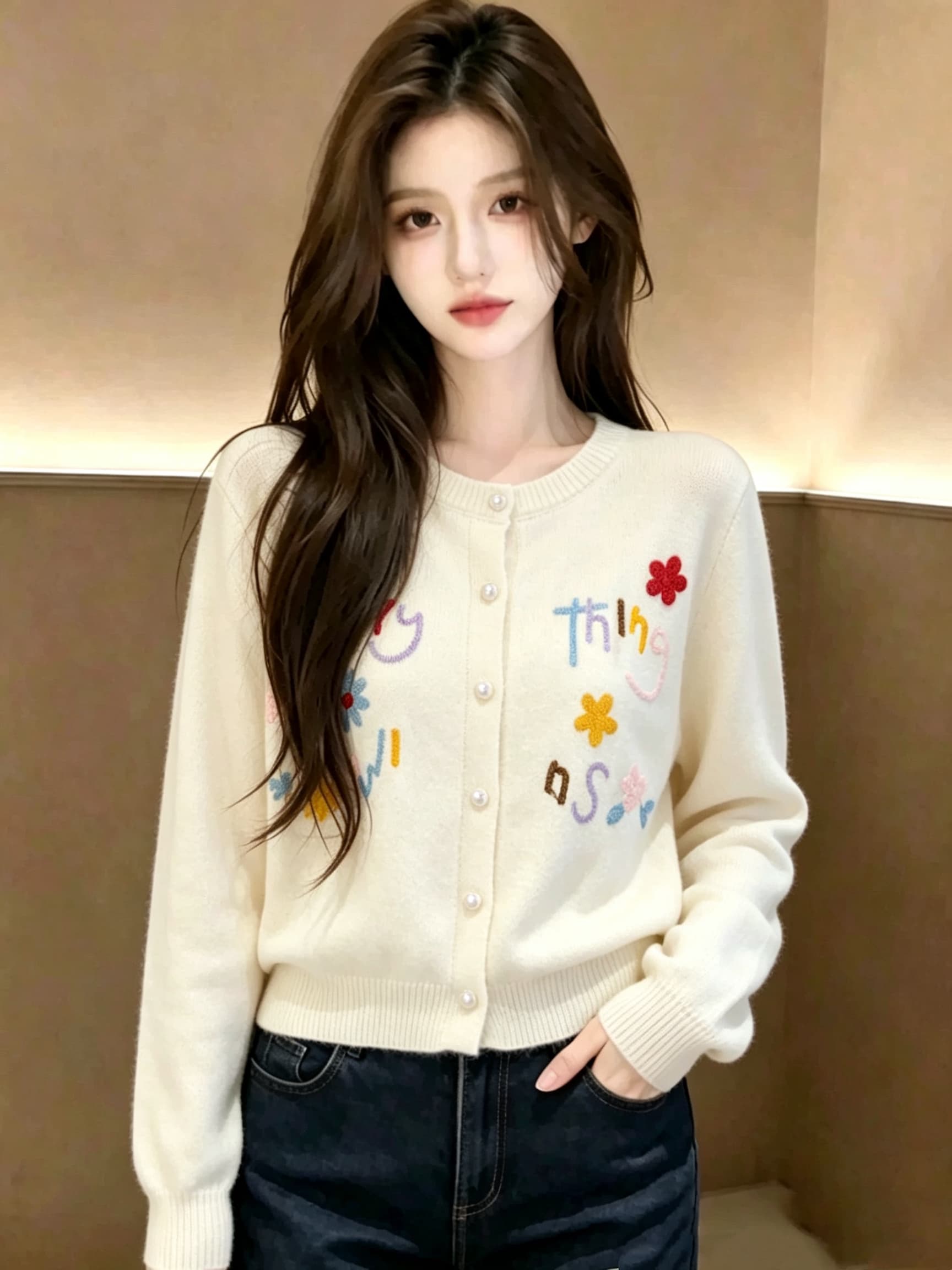 2026 가을 새로운 알파벳 패션 니트 카디건 코트 이미지 2