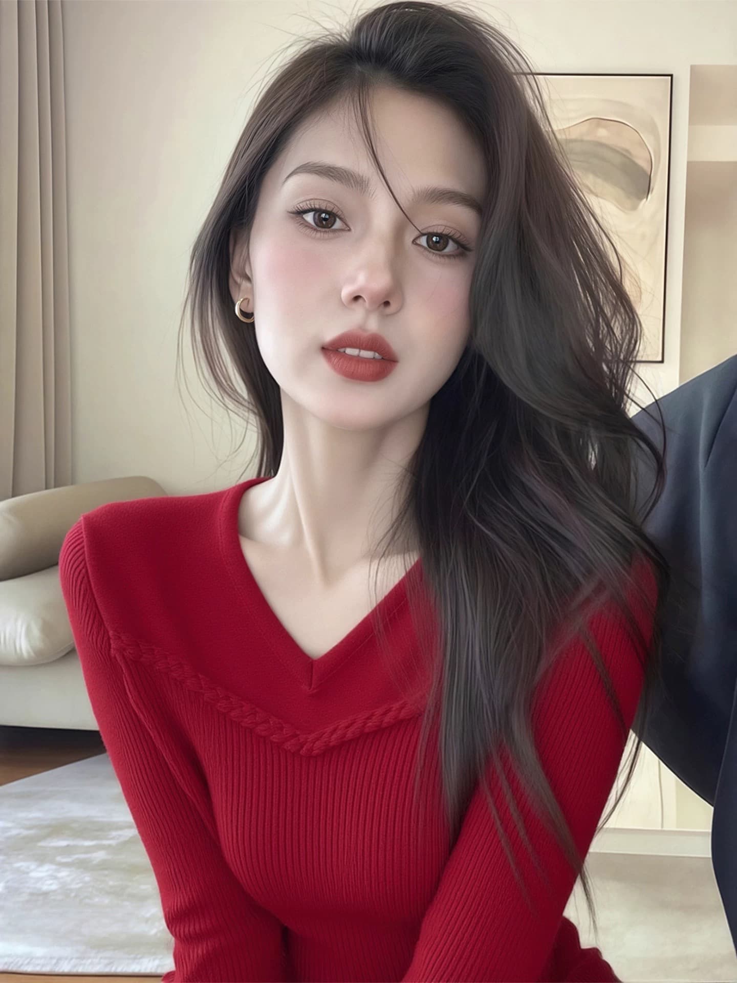 2026 가을 V넥 스웨터 니트 기본 셔츠 맨위 이미지 3