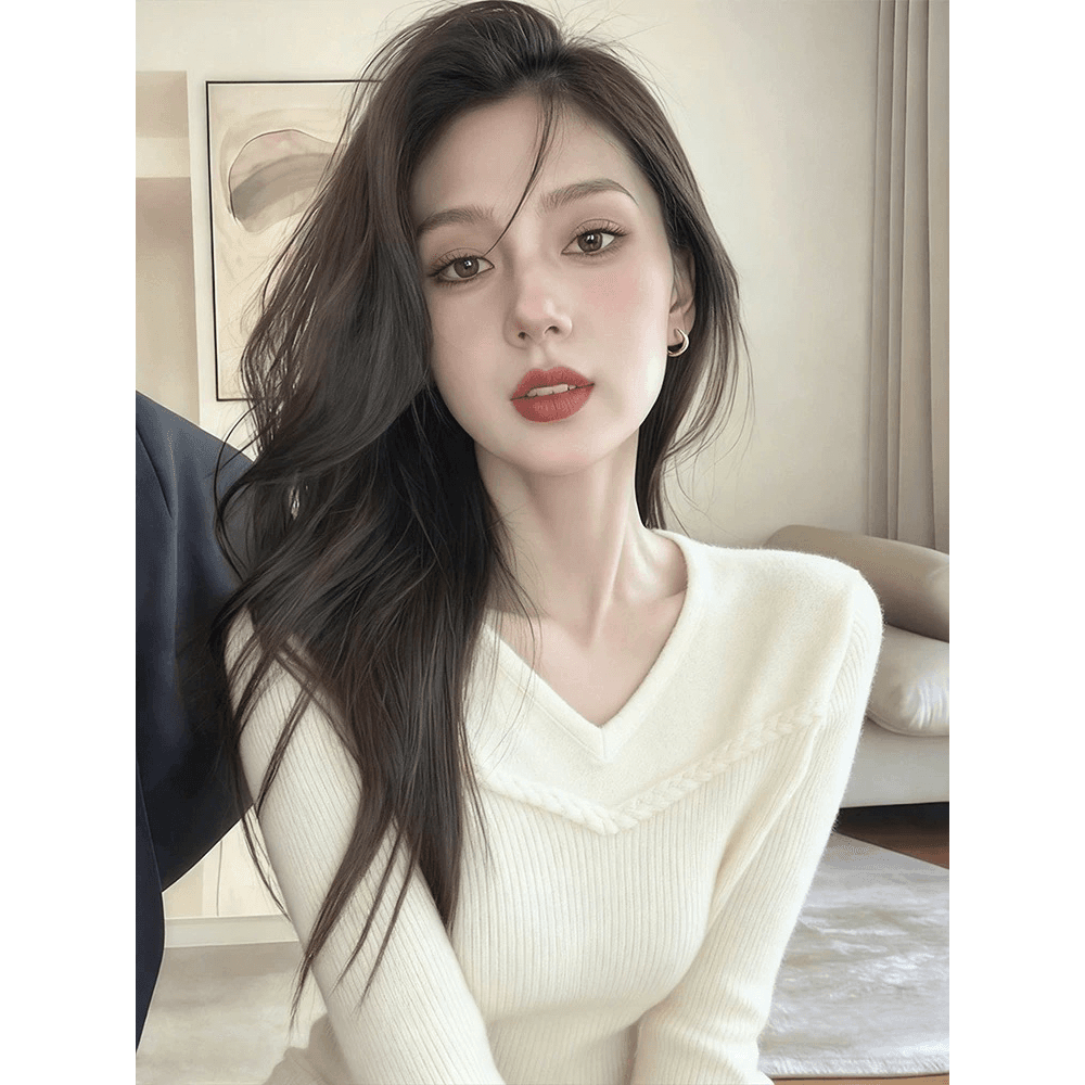 2026 가을 V넥 스웨터 니트 기본 셔츠 맨위 이미지 5