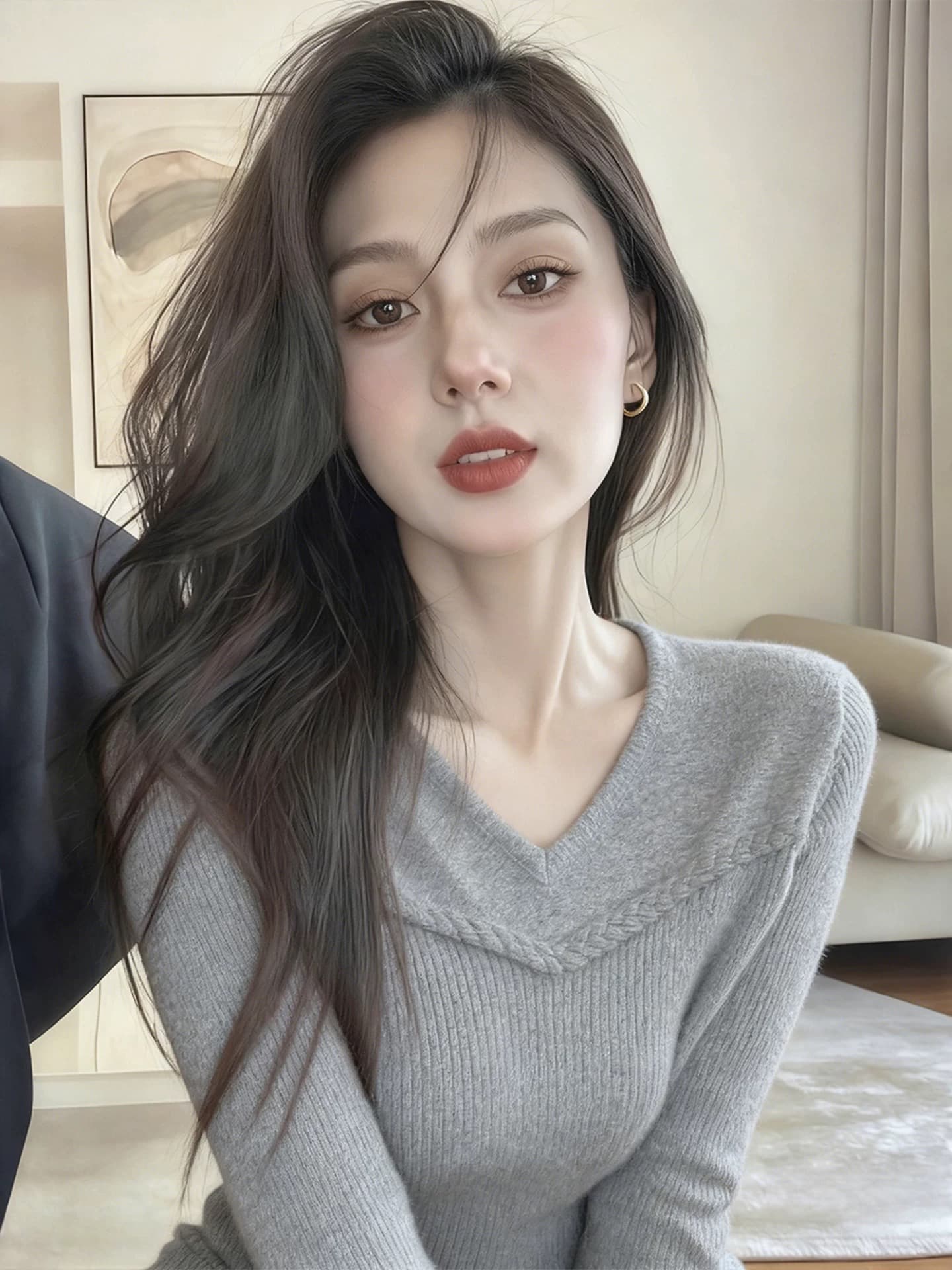 2026 가을 V넥 스웨터 니트 기본 셔츠 맨위 상세 이미지 4