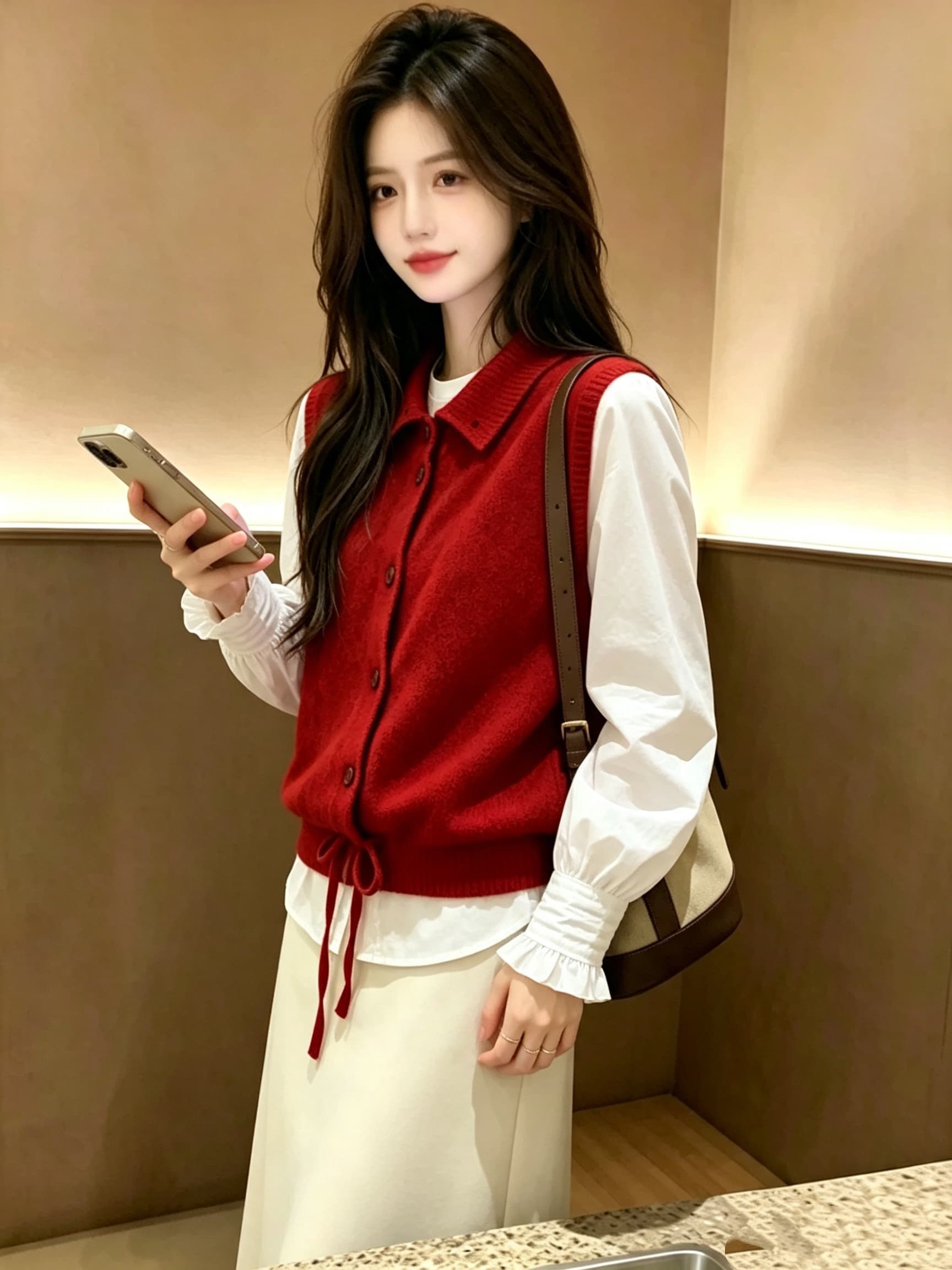 2026 가을 새로운 조끼 스탠드 칼라 싱글 줄 버튼 니트 베스트