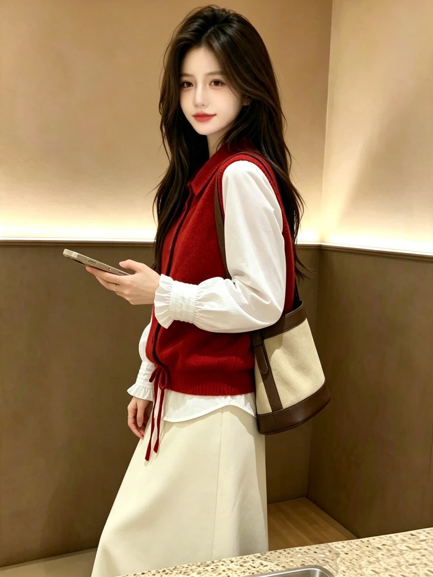 2026 가을 새로운 조끼 스탠드 칼라 싱글 줄 버튼 니트 베스트 이미지 2