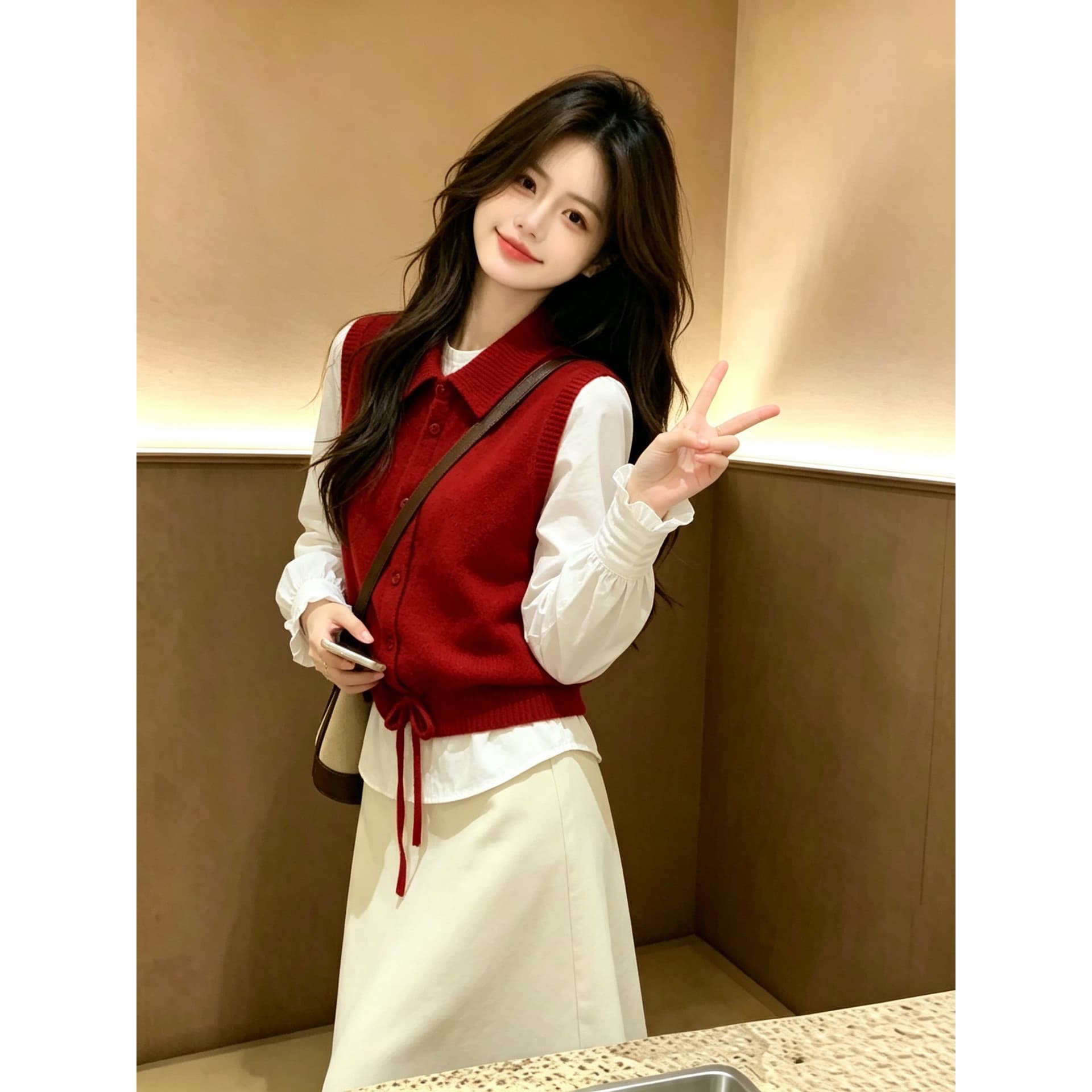 2026 가을 새로운 조끼 스탠드 칼라 싱글 줄 버튼 니트 베스트 이미지 5