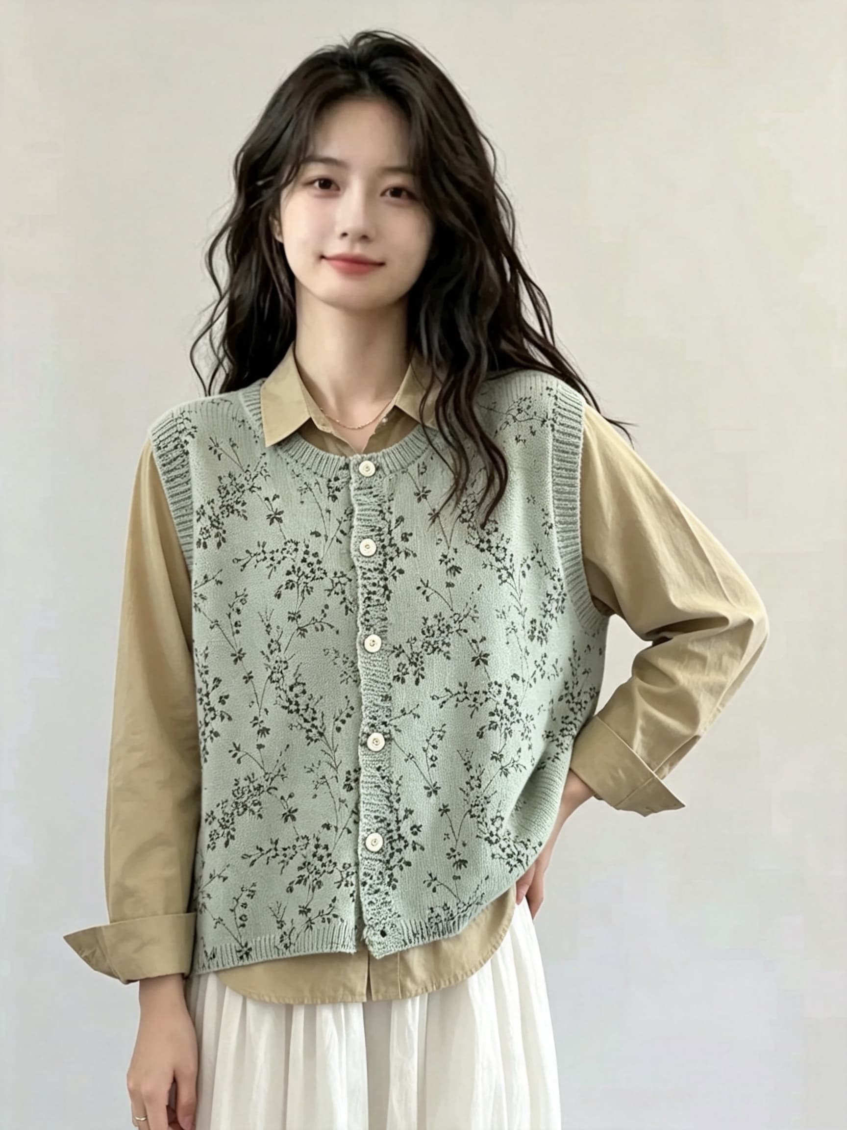 2026 가을 다용도 니트 조끼 여성 스웨터 베스트 느긋한 바람 외부 가져 가라. 이미지 3