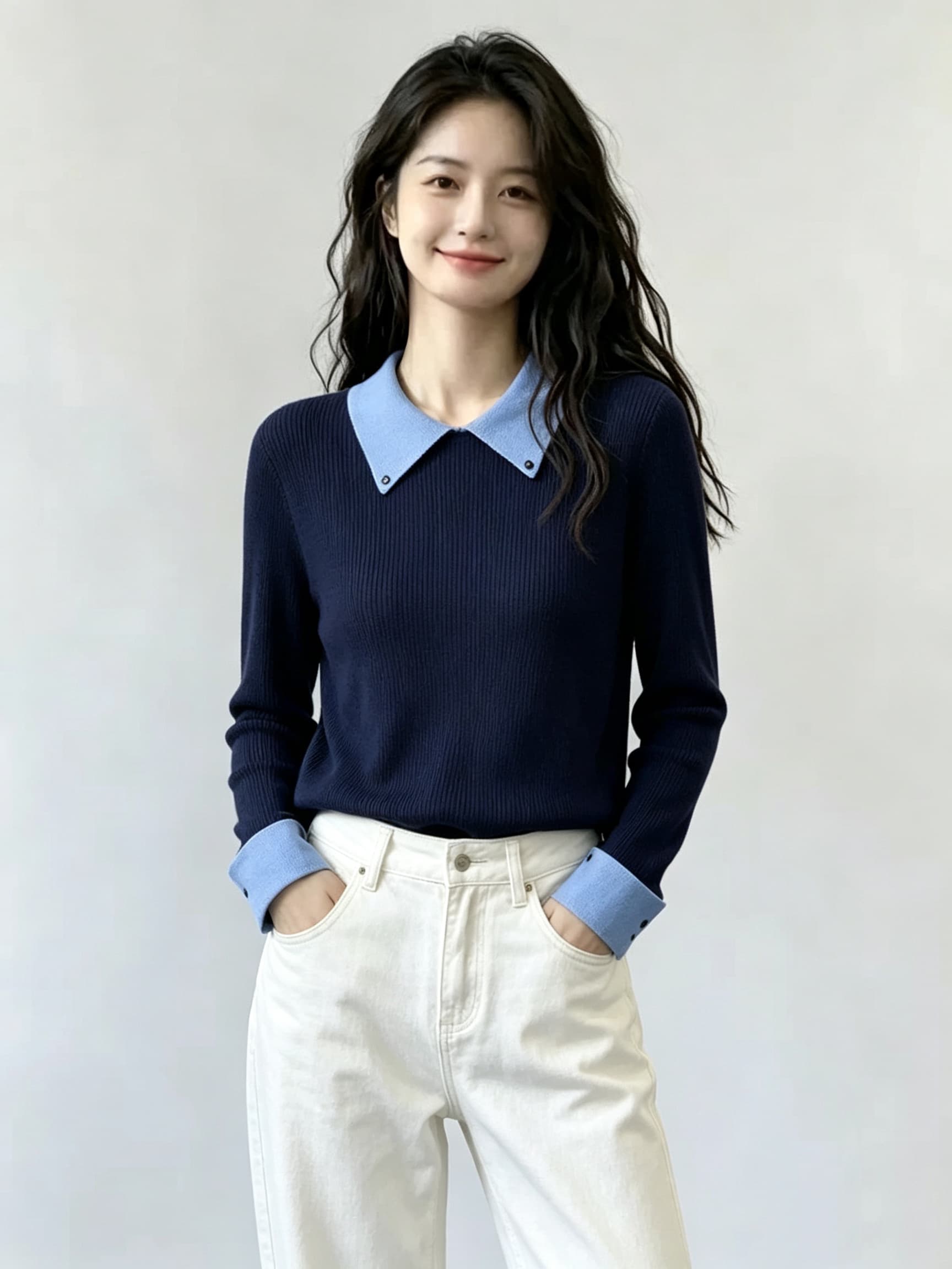 2026 가을 배색 polo 폴로 칼라 니트 스웨터 스웨터 맨위