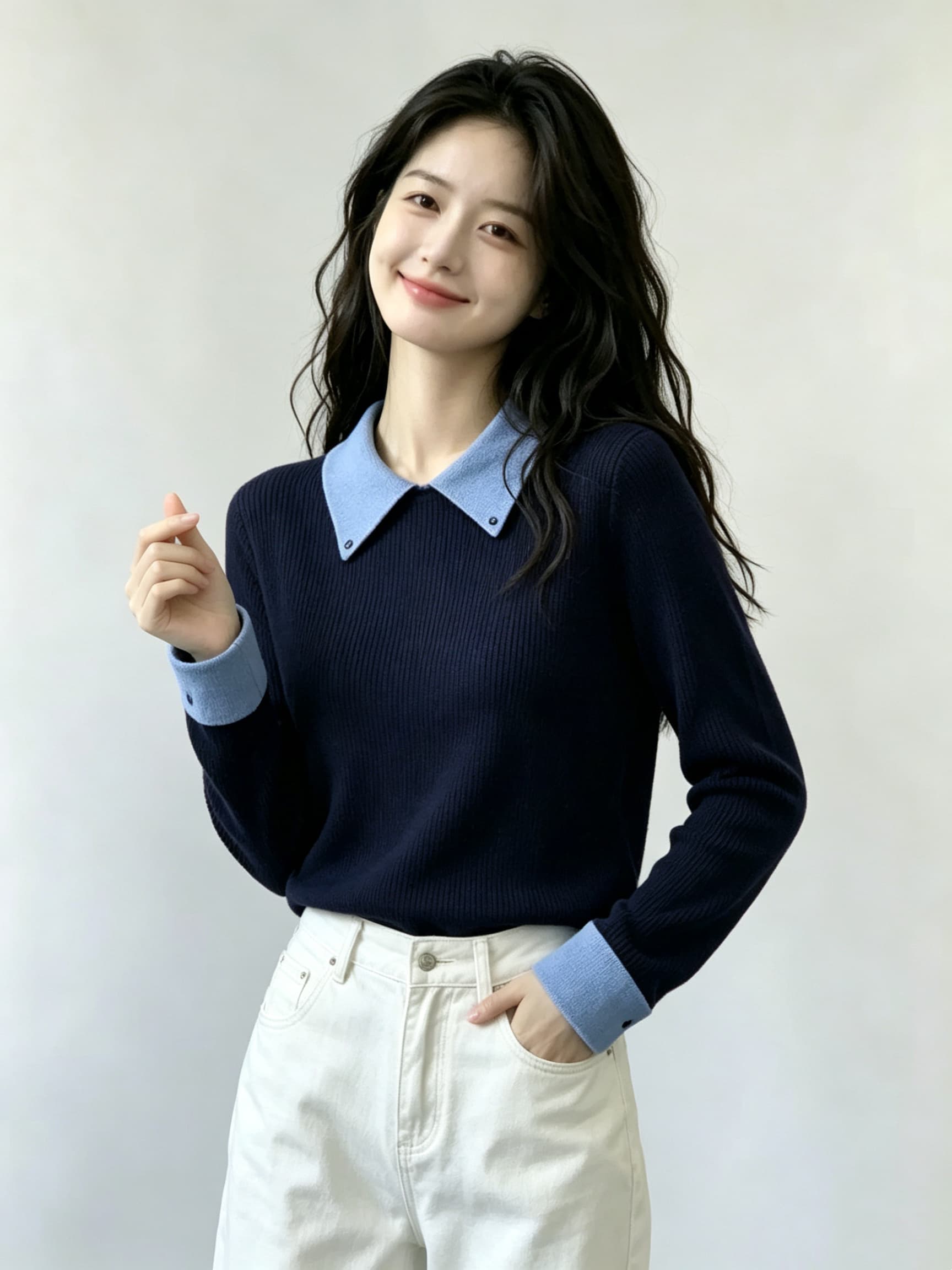 2026 가을 배색 polo 폴로 칼라 니트 스웨터 스웨터 맨위 이미지 2
