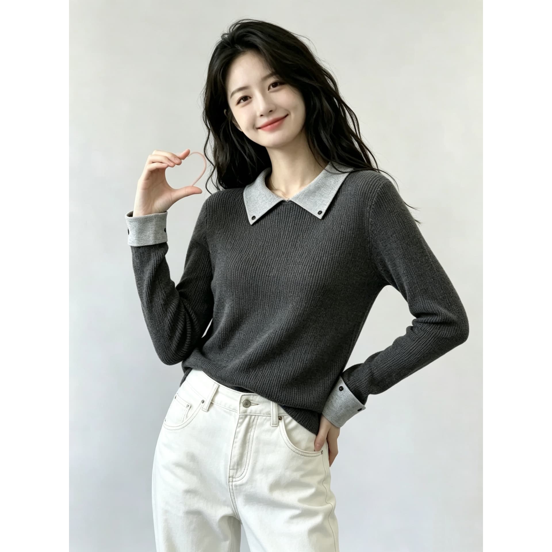 2026 가을 배색 polo 폴로 칼라 니트 스웨터 스웨터 맨위 이미지 5