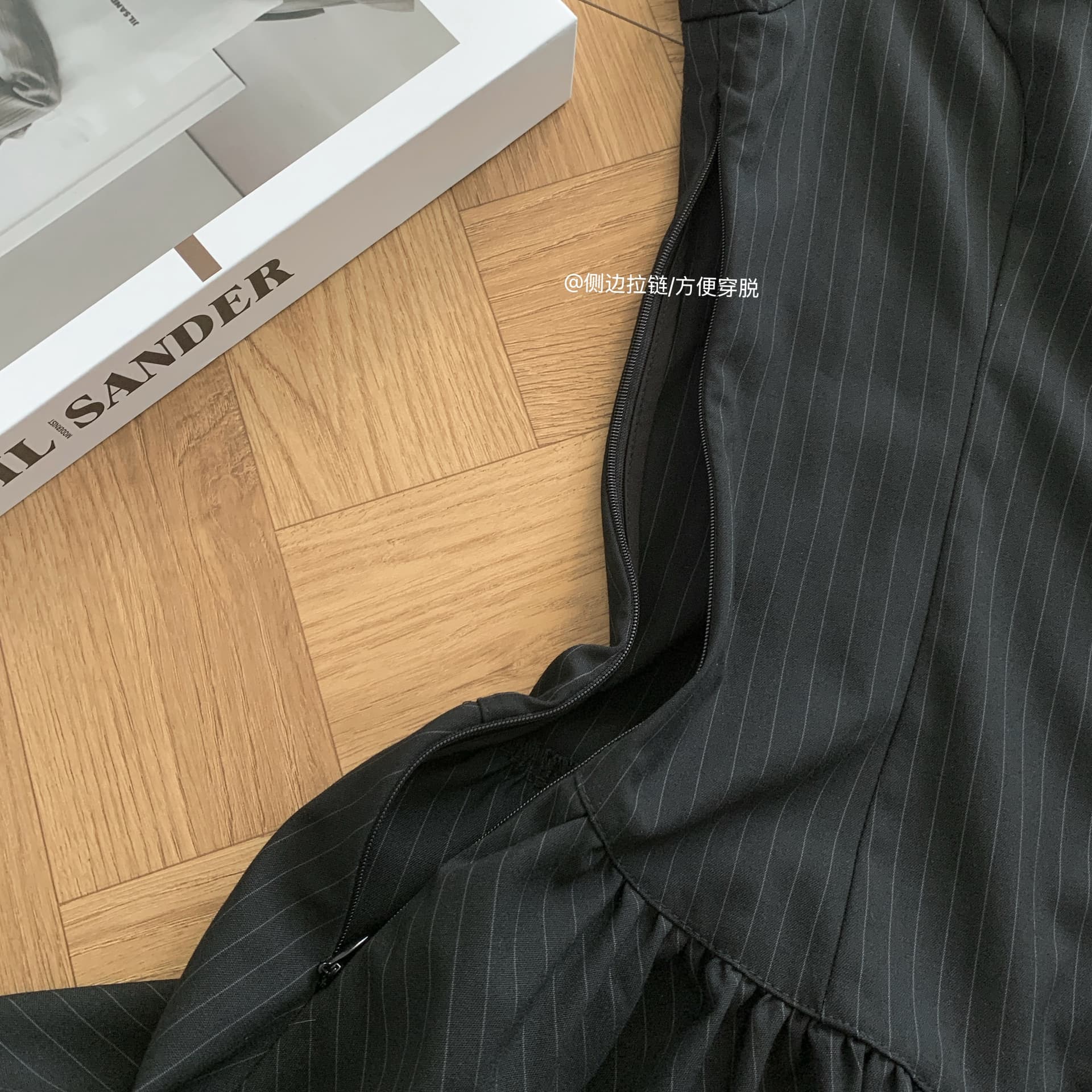 아메리칸 레트로 검정색 스트라이프 여성 드레스 여름 새로운 몸매 가꾸기 치마 상세 이미지 18