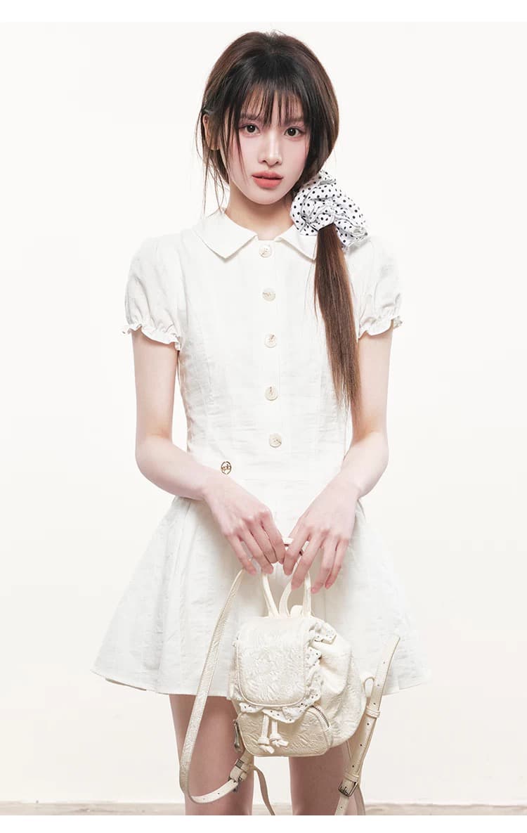 rpb brand 거품 소매 순면 셔츠 드레스 신선함 학원 스타일 허리 수축 슬림해 보이는 달콤함 반신 미니 스커트 상세 이미지 3