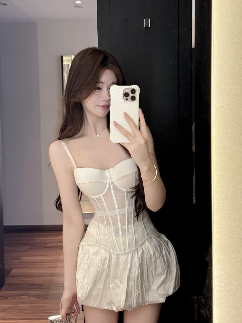 정가 실사 시스루 망사 생선뼈 캐미솔 핫걸 맨위 여성 상세 이미지 2