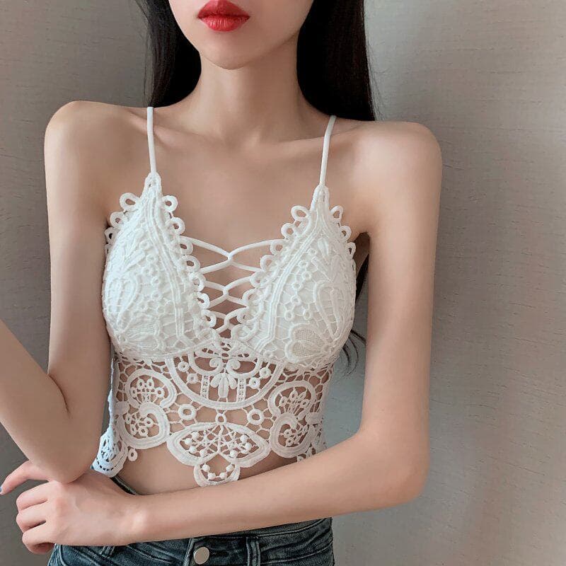 정가 실사 자수 홀로우 아웃 아름다움 뒤로 캐미솔 인사이드 가져 가라. 기본 셔츠 여성 여름 상세 이미지 11
