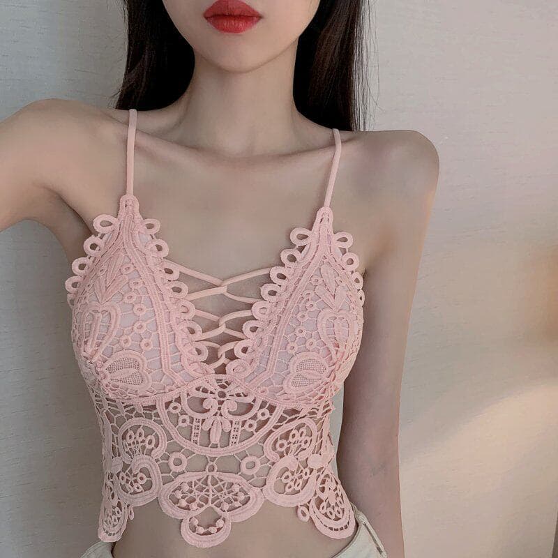 정가 실사 자수 홀로우 아웃 아름다움 뒤로 캐미솔 인사이드 가져 가라. 기본 셔츠 여성 여름 상세 이미지 18