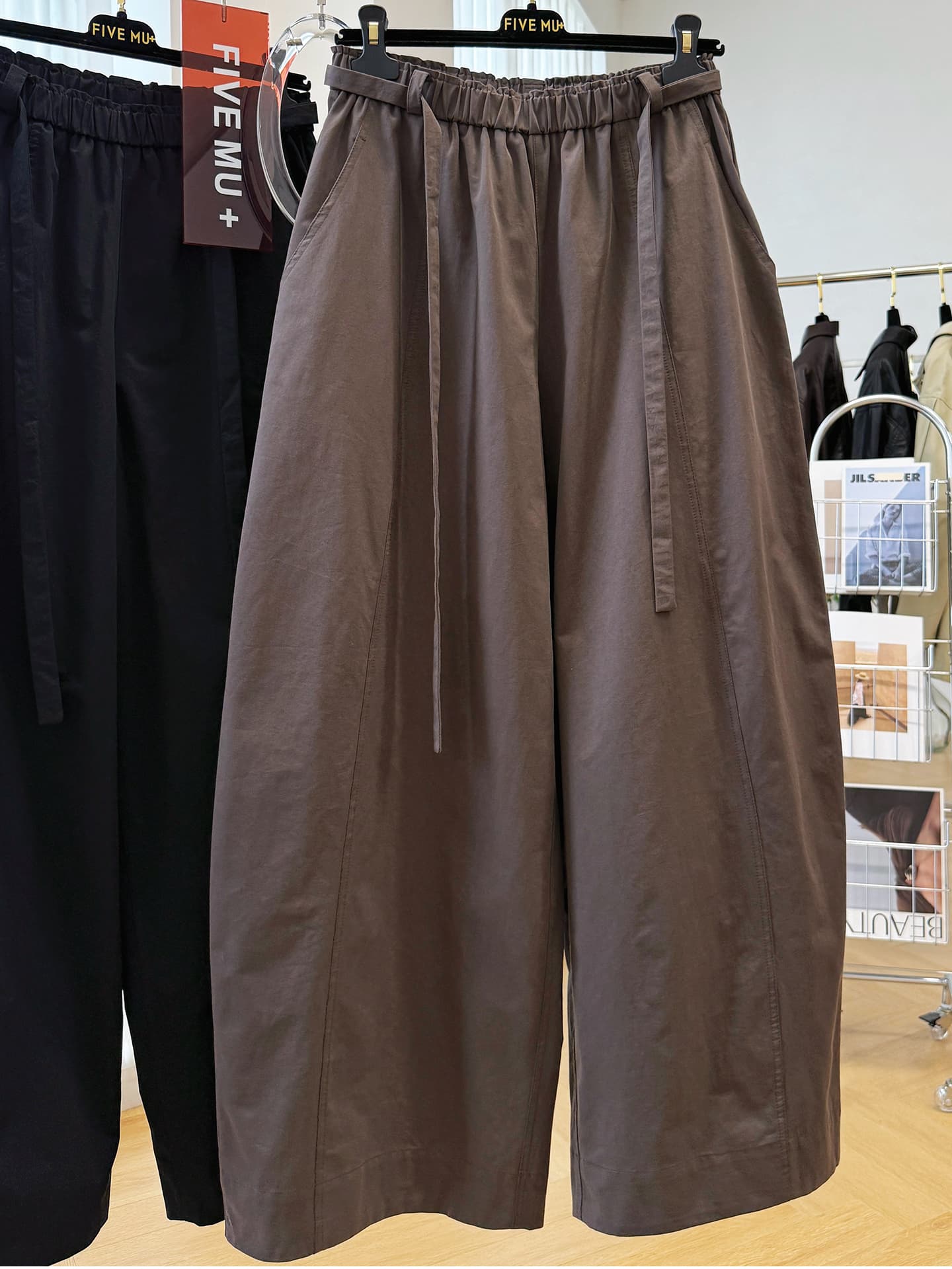 고급 센스 한 부서 워크웨어 캐주얼 바지 여성 가을 루즈핏 bf 느긋한 바람 바지 하이웨이스트 슬림해 보이는 아빠 바지 긴 바지 이미지 2