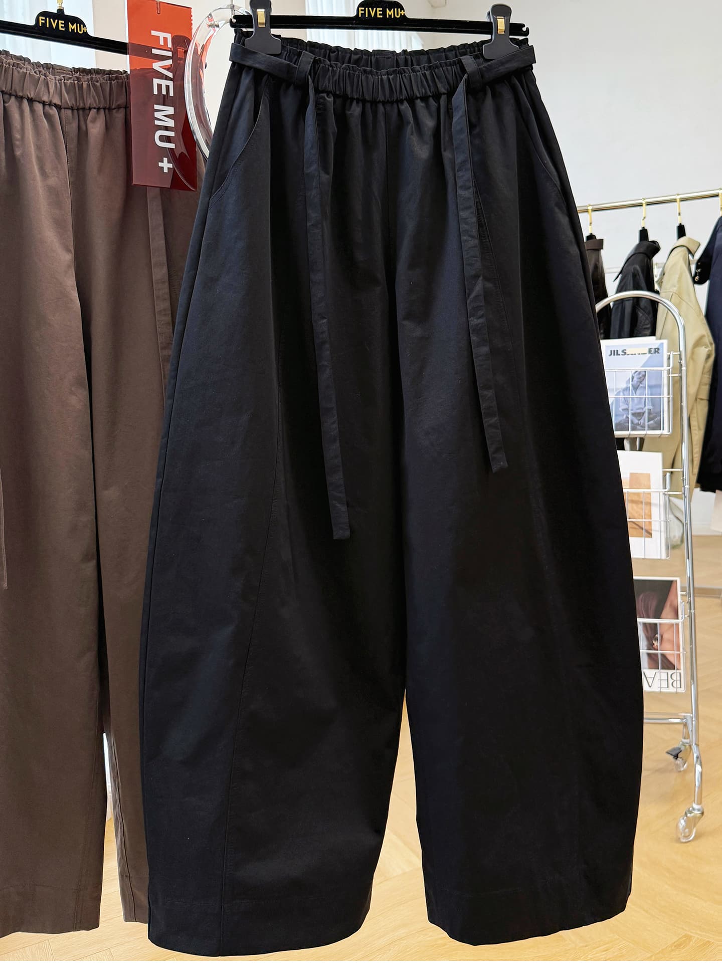 고급 센스 한 부서 워크웨어 캐주얼 바지 여성 가을 루즈핏 bf 느긋한 바람 바지 하이웨이스트 슬림해 보이는 아빠 바지 긴 바지
