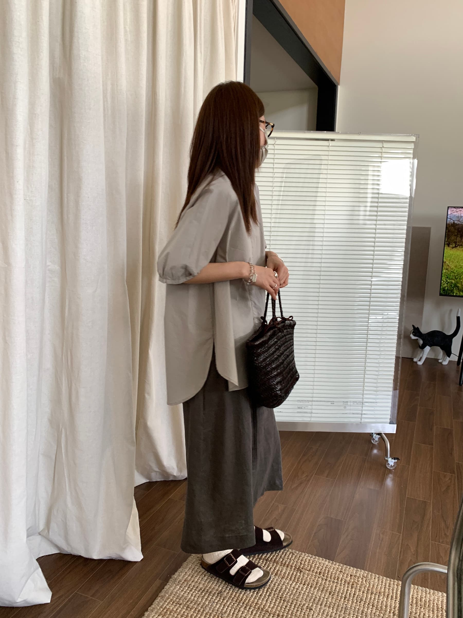 2026 여름 새로운 단색 이후 트임 아마 얇은 스타일 자연 허리 스트레이트 반신 스커트 여성 상세 이미지 25