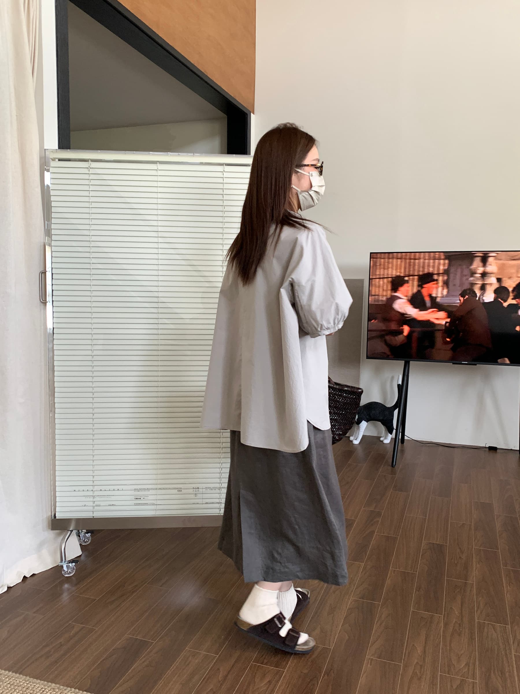 2026 여름 새로운 단색 이후 트임 아마 얇은 스타일 자연 허리 스트레이트 반신 스커트 여성 상세 이미지 27