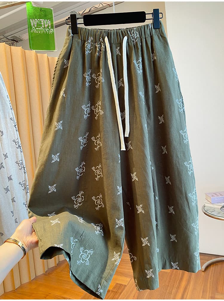 한국 레트로 아마 바지 아이들 여름 얇은 스타일 2026 새로운 루즈핏 다용도 와이드 레그 팬츠 슈퍼 잘 생긴 9 포인트 바지 상세 이미지 6