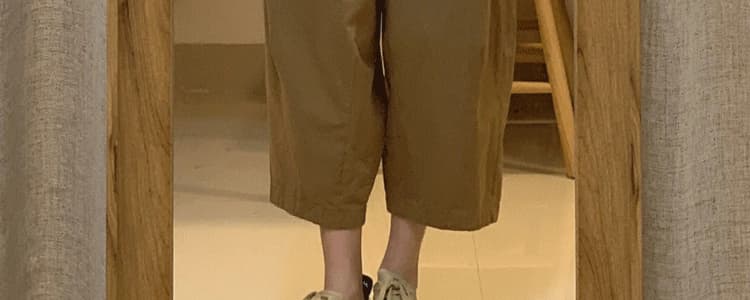 카키 색 9 포인트 워크웨어 와이드 레깅스 바지 여름 하이웨이스트 캐주얼 스트레이트 랜턴 풍선 바지 작은 키 일본식 바지 상세 이미지 14