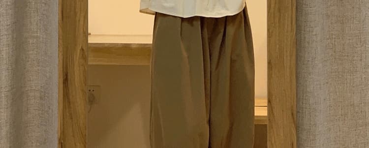 카키 색 9 포인트 워크웨어 와이드 레깅스 바지 여름 하이웨이스트 캐주얼 스트레이트 랜턴 풍선 바지 작은 키 일본식 바지 상세 이미지 30